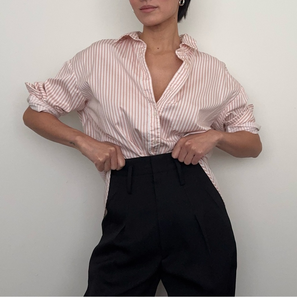 H&M Pink/White Striped Cotton Shirt